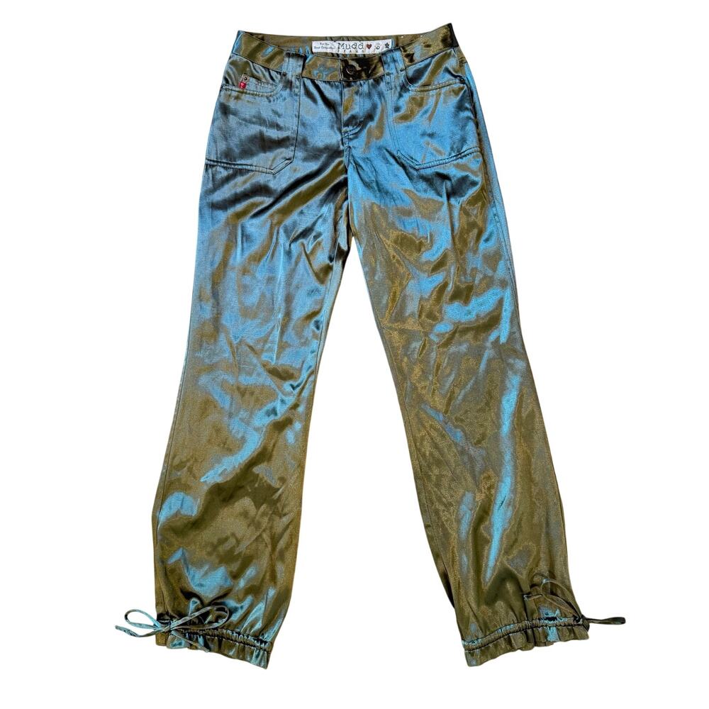 Mudd Shiny Olive Green Jogger Cargo Pants Y2K Bratz Style Women’s Size 3